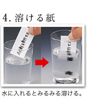 4.溶ける紙：水に入れるとみるみる溶ける。
